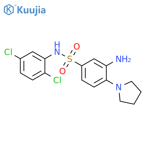 3-amino-N-(2,5-dichlorophenyl)-4-(pyrrolidin-1-yl)benzene-1-sulfonamide structure