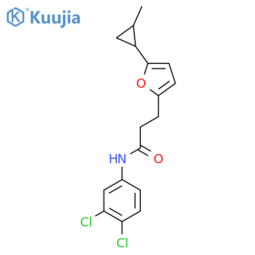 N-(3,4-dichlorophenyl)-3-5-(2-methylcyclopropyl)furan-2-ylpropanamide structure
