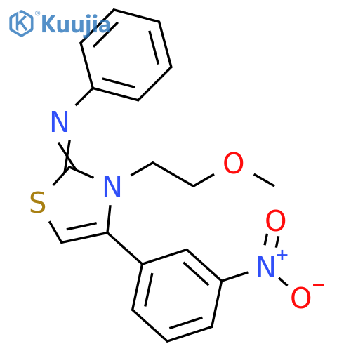 (2Z)-3-(2-methoxyethyl)-4-(3-nitrophenyl)-N-phenyl-2,3-dihydro-1,3-thiazol-2-imine structure
