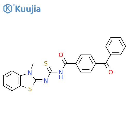 1-(4-benzoylbenzoyl)-3-(2E)-3-methyl-2,3-dihydro-1,3-benzothiazol-2-ylidenethiourea structure