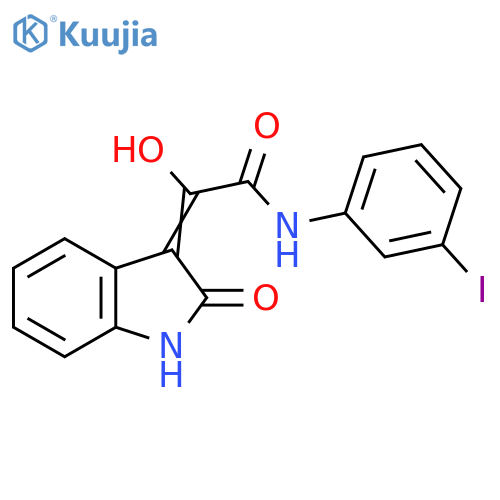 2-hydroxy-N-(3-iodophenyl)-2-(3E)-2-oxo-2,3-dihydro-1H-indol-3-ylideneacetamide structure