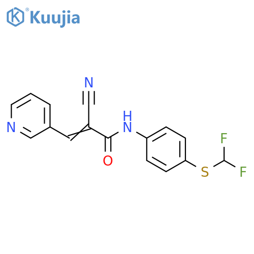 (E)-2-cyano-N-[4-(difluoromethylsulfanyl)phenyl]-3-pyridin-3-ylprop-2-enamide structure