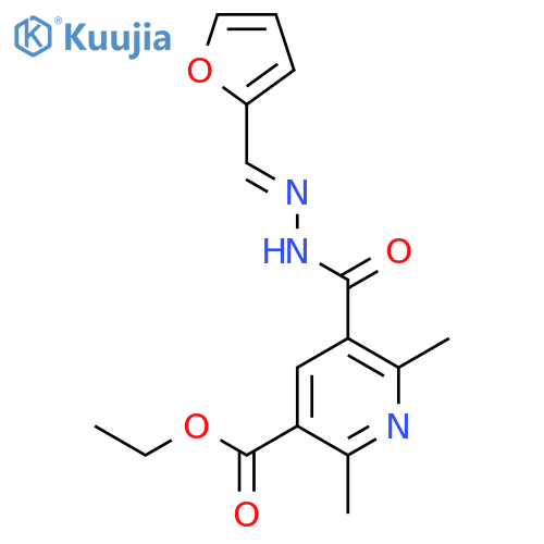 ethyl 5-{N'-(1E)-(furan-2-yl)methylidenehydrazinecarbonyl}-2,6-dimethylpyridine-3-carboxylate structure