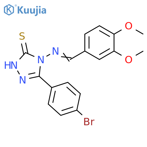 5-(4-bromophenyl)-4-(E)-(3,4-dimethoxyphenyl)methylideneamino-4H-1,2,4-triazole-3-thiol structure