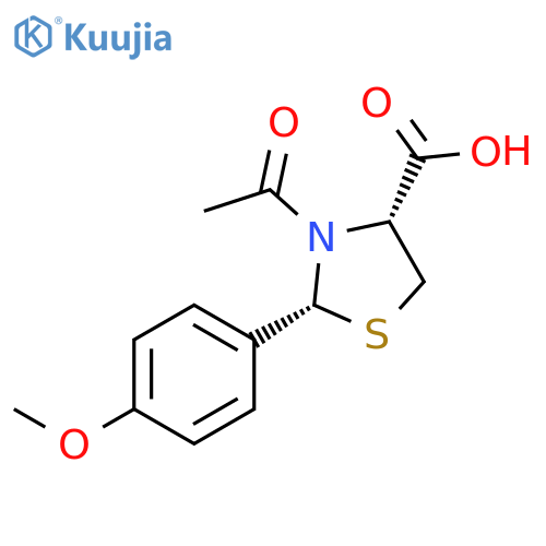 4-Thiazolidinecarboxylic acid, 3-acetyl-2-(4-methoxyphenyl)-, (2R,4R)-rel- structure