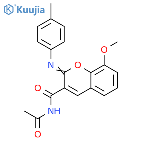 (2Z)-N-acetyl-8-methoxy-2-(4-methylphenyl)imino-2H-chromene-3-carboxamide structure