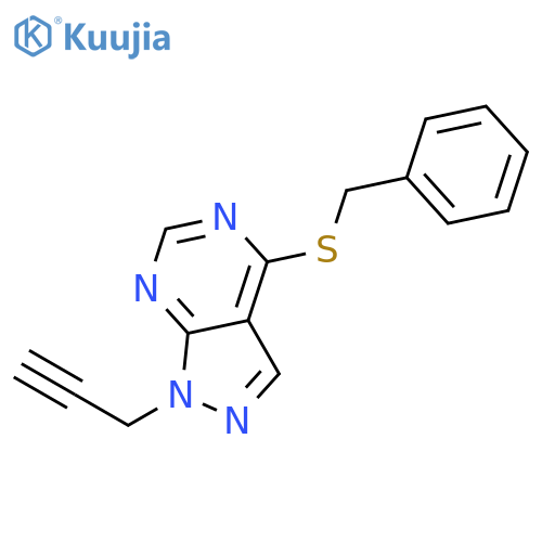 1H-Pyrazolo[3,4-d]pyrimidine, 4-[(phenylmethyl)thio]-1-(2-propynyl)- structure