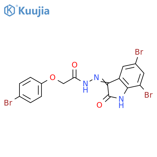 2-(4-bromophenoxy)-N'-(3E)-5,7-dibromo-2-oxo-2,3-dihydro-1H-indol-3-ylideneacetohydrazide structure