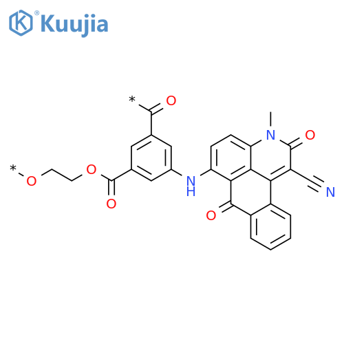 Poly[oxy-1,2-ethanediyloxycarbonyl[5-[(1-cyano-2,7-dihydro-3-methyl-2,7-dioxo-3H-naphtho[1,2,3-de]quinolin-6-yl)amino]-1,3-phenylene]carbonyl] structure
