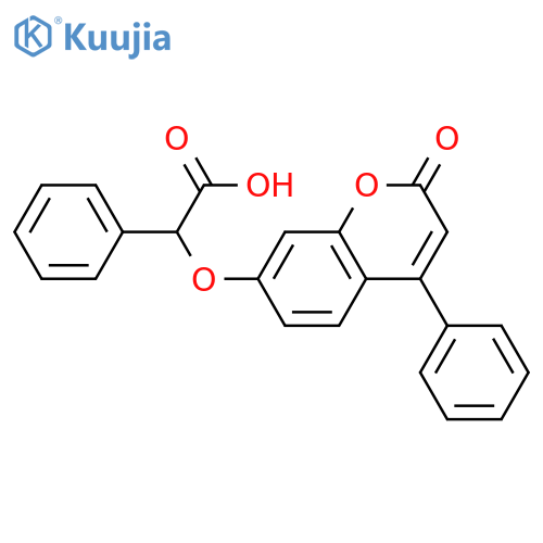 2-((2-oxo-4-phenyl-2H-chromen-7-yl)oxy)-2-phenylacetic acid structure