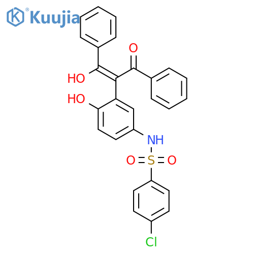 4-chloro-N-{4-hydroxy-3-(1E)-1-hydroxy-3-oxo-1,3-diphenylprop-1-en-2-ylphenyl}benzene-1-sulfonamide structure