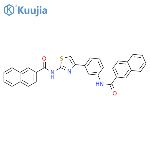 N-{4-3-(naphthalene-2-amido)phenyl-1,3-thiazol-2-yl}naphthalene-2-carboxamide structure