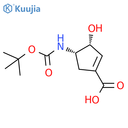 (3R,4S)-4-(tert-butoxycarbonylamino)-3-hydroxy-cyclopentene-1-carboxylic acid structure