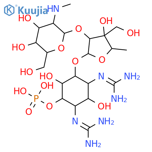 D-Streptamine,O-2-deoxy-2-(methylamino)-a-L-glucopyranosyl-(1®2)-O-5-deoxy-3-C-(hydroxymethyl)-a-L-lyxofuranosyl-(1®4)-N,N'-bis(aminoiminomethyl)-, 6-(dihydrogenphosphate) (9CI) structure