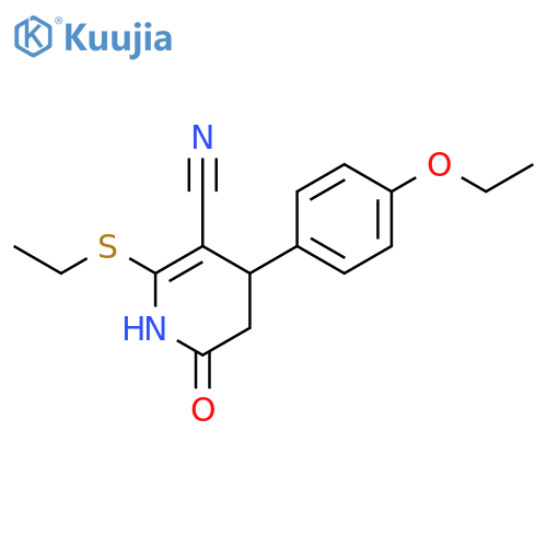 4-(4-ethoxyphenyl)-2-(ethylsulfanyl)-6-oxo-1,4,5,6-tetrahydropyridine-3-carbonitrile structure