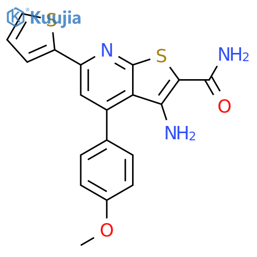 3-amino-4-(4-methoxyphenyl)-6-(thiophen-2-yl)thieno2,3-bpyridine-2-carboxamide structure