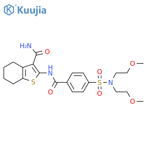 2-{4-bis(2-methoxyethyl)sulfamoylbenzamido}-4,5,6,7-tetrahydro-1-benzothiophene-3-carboxamide structure