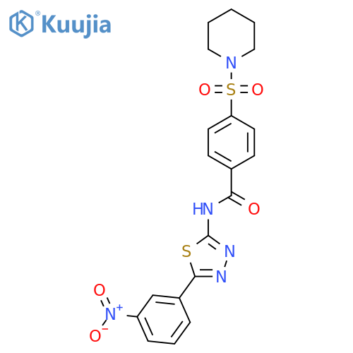 N-5-(3-nitrophenyl)-1,3,4-thiadiazol-2-yl-4-(piperidine-1-sulfonyl)benzamide structure