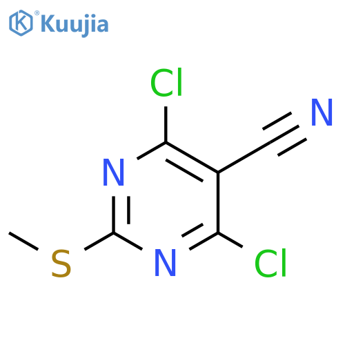 4,6-dichloro-2-(methylsulfanyl)pyrimidine-5-carbonitrile structure