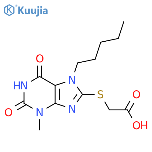 2-(3-methyl-2,6-dioxo-7-pentyl-2,3,6,7-tetrahydro-1H-purin-8-yl)sulfanylacetic acid structure