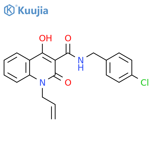 N-(4-chlorophenyl)methyl-4-hydroxy-2-oxo-1-(prop-2-en-1-yl)-1,2-dihydroquinoline-3-carboxamide structure