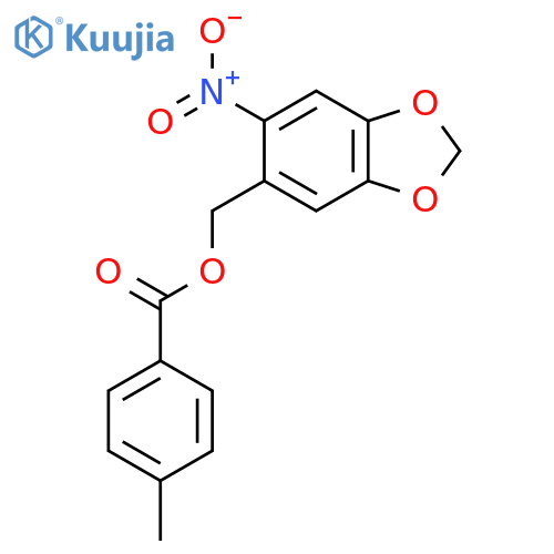 (6-nitro-2H-1,3-benzodioxol-5-yl)methyl 4-methylbenzoate structure