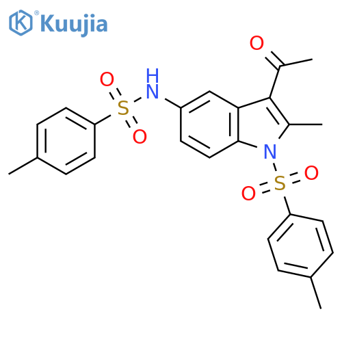 N-3-acetyl-2-methyl-1-(4-methylbenzenesulfonyl)-1H-indol-5-yl-4-methylbenzene-1-sulfonamide structure