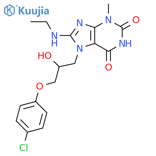 7-3-(4-chlorophenoxy)-2-hydroxypropyl-8-(ethylamino)-3-methyl-2,3,6,7-tetrahydro-1H-purine-2,6-dione structure