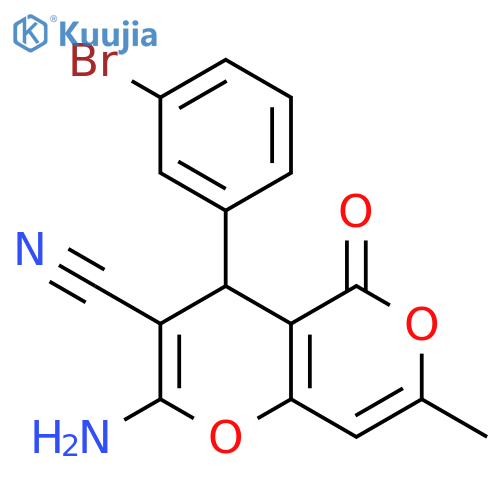 2-amino-4-(3-bromophenyl)-7-methyl-5-oxo-4H,5H-pyrano3,2-cpyran-3-carbonitrile structure