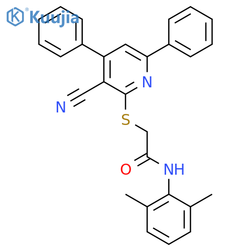<br>2-(3-Cyano-4,6-diphenyl-pyridin-2-ylsulfanyl)-N-(2,6-dimethyl-phenyl)-aceta mide structure