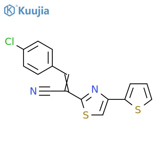 (2Z)-3-(4-chlorophenyl)-2-4-(thiophen-2-yl)-1,3-thiazol-2-ylprop-2-enenitrile structure