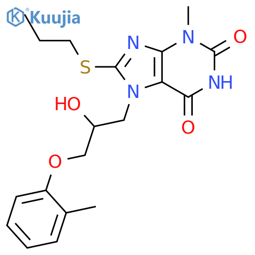 7-2-hydroxy-3-(2-methylphenoxy)propyl-3-methyl-8-(propylsulfanyl)-2,3,6,7-tetrahydro-1H-purine-2,6-dione structure