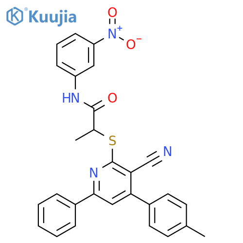 <br>2-(3-Cyano-6-phenyl-4-p-tolyl-pyridin-2-ylsulfanyl)-N-(3-nitro-phenyl)-prop ionamide structure