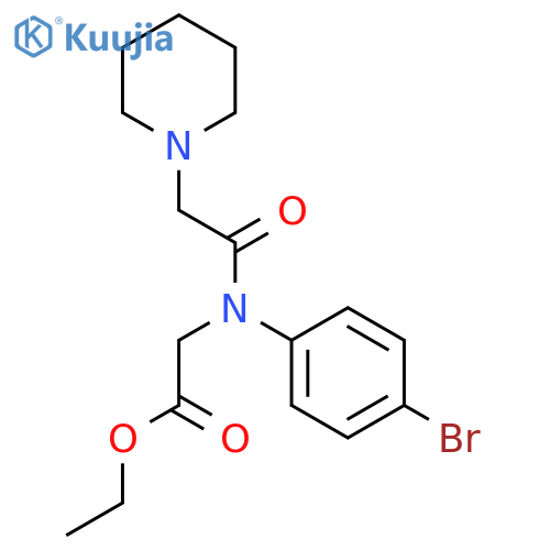 [(4-Bromo-phenyl)-(2-piperidin-1-yl-acetyl)-amino]-acetic acid ethyl ester structure
