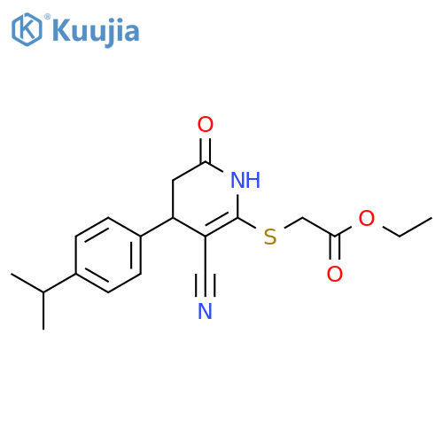 ethyl 2-({3-cyano-6-oxo-4-4-(propan-2-yl)phenyl-1,4,5,6-tetrahydropyridin-2-yl}sulfanyl)acetate structure