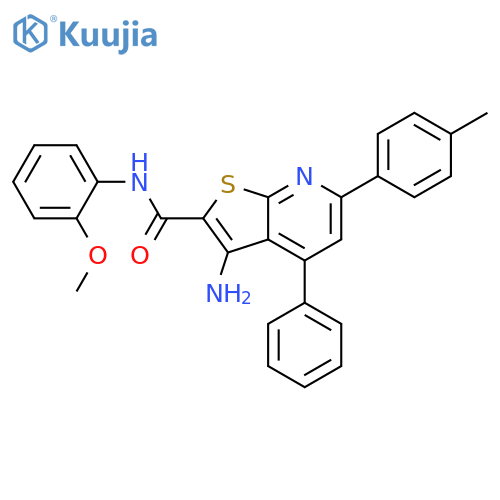 <br>3-Amino-4-phenyl-6-p-tolyl-thieno[2,3-b]pyridine-2-carboxylic acid (2-metho xy-phenyl)-amide structure