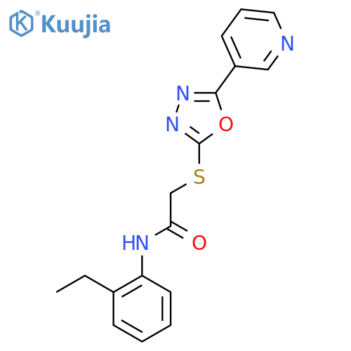 N-(2-ethylphenyl)-2-{[5-(pyridin-3-yl)-1,3,4-oxadiazol-2-yl]sulfanyl}acetamide structure