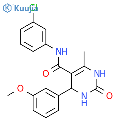 N-(3-chlorophenyl)-4-(3-methoxyphenyl)-6-methyl-2-oxo-1,2,3,4-tetrahydropyrimidine-5-carboxamide structure