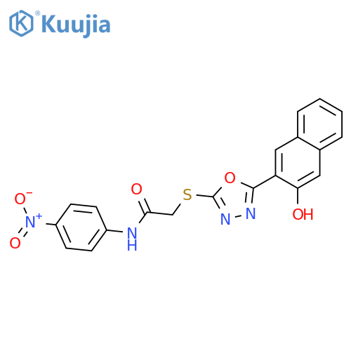 <br>2-[5-(3-Hydroxy-naphthalen-2-yl)-[1,3,4]oxadiazol-2-ylsulfanyl]-N-(4-nitro- phenyl)-acetamide structure