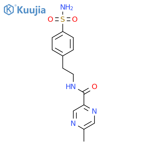 5-methyl-N-[2-(4-sulfamoylphenyl)ethyl]pyrazine-2-carboxamide structure