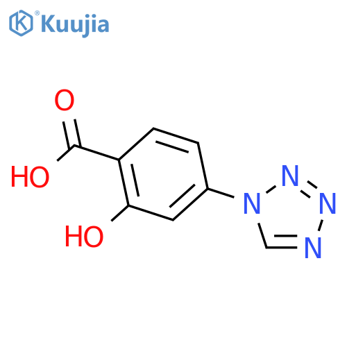 2-hydroxy-4-(1H-1,2,3,4-tetrazol-1-yl)benzoic acid structure