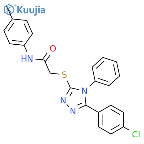 <br>2-((5-(4-chlorophenyl)-4-phenyl-4H-1,2,4-triazol-3-yl)thio)-N-(p-tolyl)acet amide structure