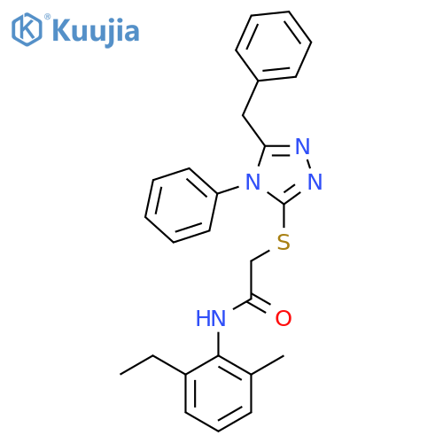 <br>2-(5-Benzyl-4-phenyl-4H-[1,2,4]triazol-3-ylsulfanyl)-N-(2-ethyl-6-methyl-ph enyl)-acetamide structure
