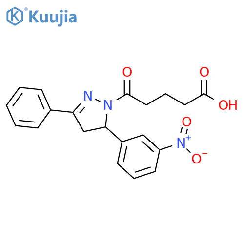 5-5-(3-nitrophenyl)-3-phenyl-4,5-dihydro-1H-pyrazol-1-yl-5-oxopentanoic acid structure
