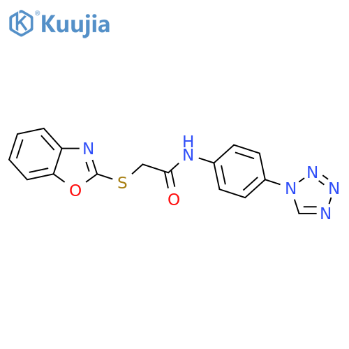 2-(1,3-benzoxazol-2-ylsulfanyl)-N-4-(1H-1,2,3,4-tetrazol-1-yl)phenylacetamide structure