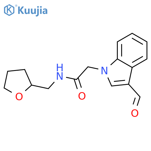 2-(3-formyl-indol-1-yl)-n-(tetrahydro-furan-2-ylmethyl)-acetamide structure
