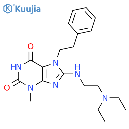 8-{2-(diethylamino)ethylamino}-3-methyl-7-(2-phenylethyl)-2,3,6,7-tetrahydro-1H-purine-2,6-dione structure