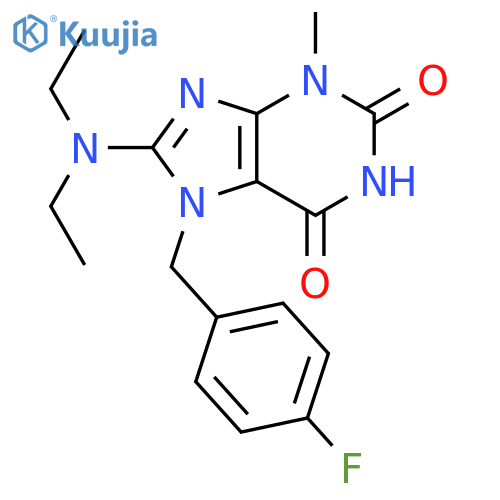 8-(diethylamino)-7-(4-fluorophenyl)methyl-3-methyl-2,3,6,7-tetrahydro-1H-purine-2,6-dione structure