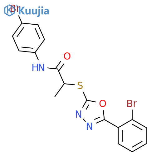 <br>N-(4-Bromo-phenyl)-2-[5-(2-bromo-phenyl)-[1,3,4]oxadiazol-2-ylsulfanyl]-pro pionamide structure