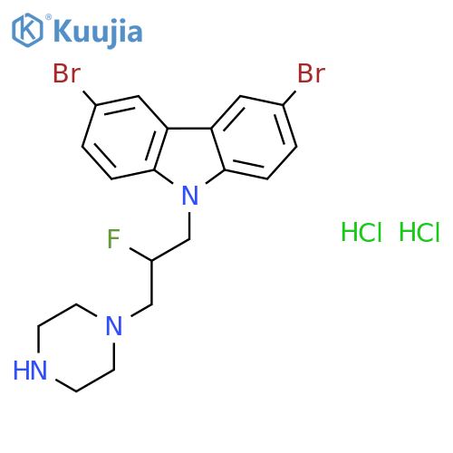 3,6-dibromo-9-2-fluoro-3-(piperazin-1-yl)propyl-9H-carbazole structure